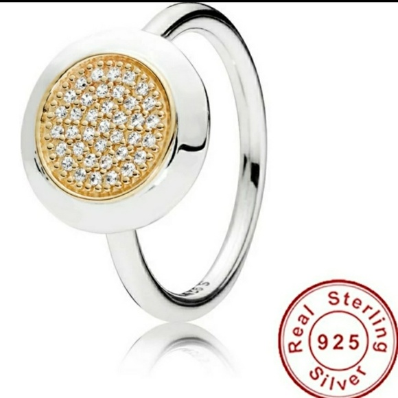 Jewelry - Two tone sterling silver pave ring.